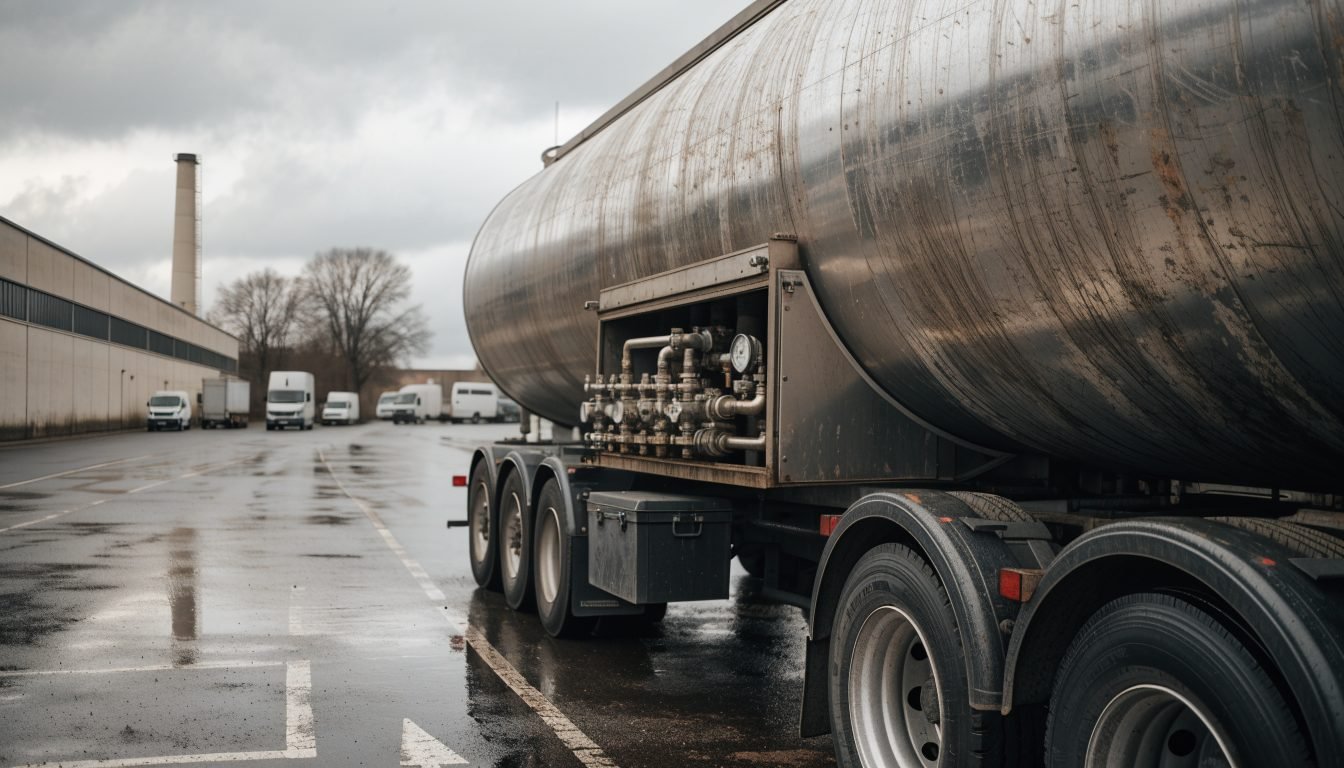 Semirremolque cisterna de LNG usado en un depósito