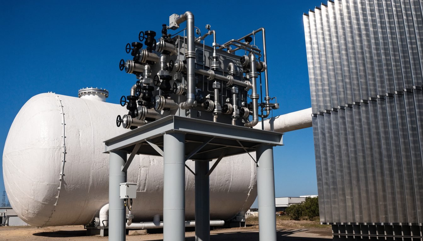 Skid de regasificación de GNL con tanque de almacenamiento y vaporizadores de aire ambiente