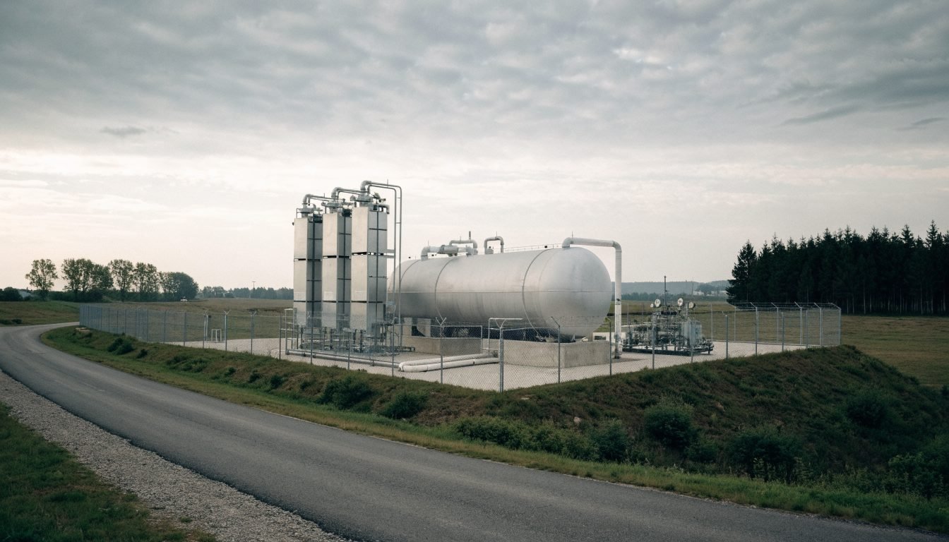 Estación satélite de GNL con tanque de almacenamiento criogénico y vaporizadores atmosféricos